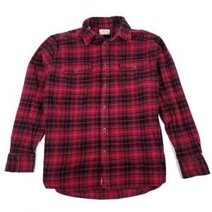 JACHS New York Brawny Lumberjack Cotton Flannel Shirt Mens XL Red Black Plaid